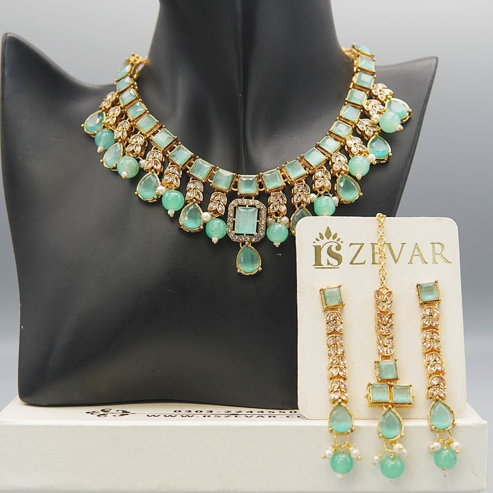 Semi - Gemstones Latkans Necklace Set - RS ZEVARS