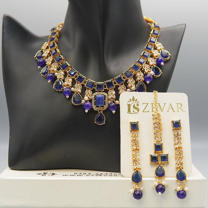 Semi - Gemstones Latkans Necklace Set - RS ZEVARS