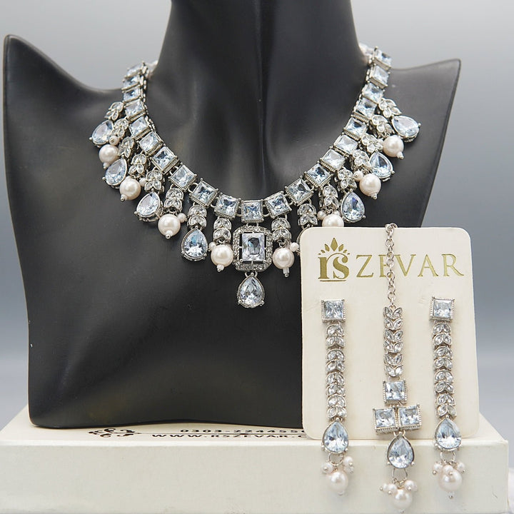 Semi - Gemstones Latkans Necklace Set - RS ZEVARS