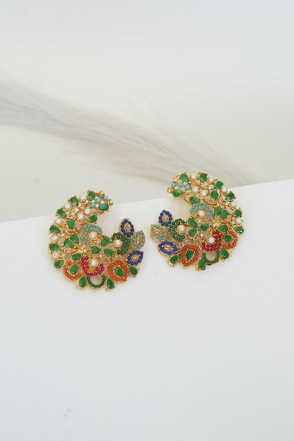Semi - Precious Cut Studed Earrings - RS ZEVARS