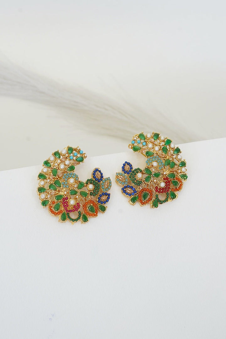 Semi - Precious Cut Studed Earrings - RS ZEVARS