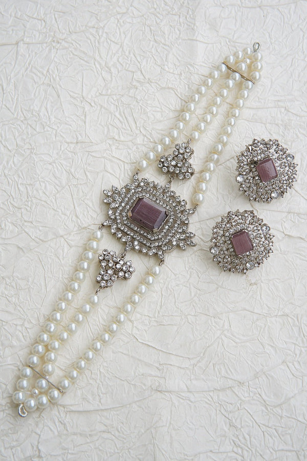 Silver Cubic Zircon Rani Guluband Set - RS ZEVARS