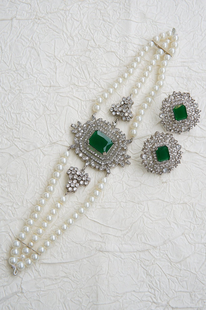Silver Cubic Zircon Rani Guluband Set - RS ZEVARS