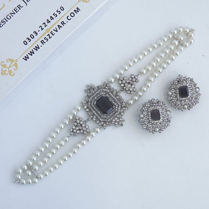 Silver Cubic Zircon Rani Guluband Set - RS ZEVARS