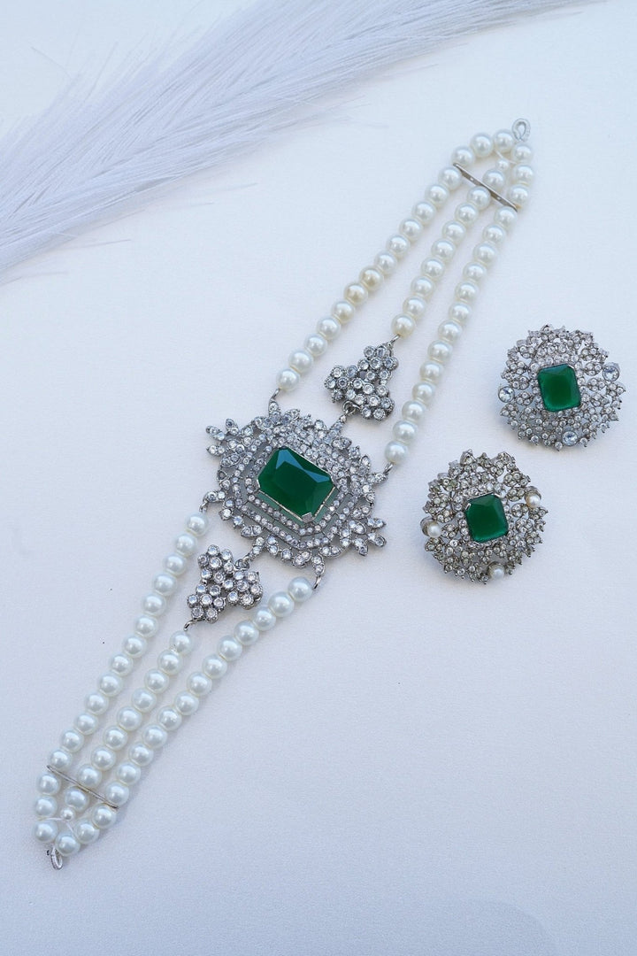 Silver Cubic Zircon Rani Guluband Set - RS ZEVARS