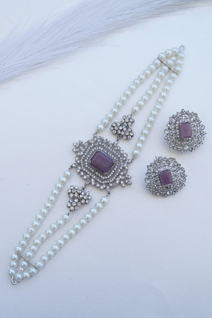 Silver Cubic Zircon Rani Guluband Set - RS ZEVARS