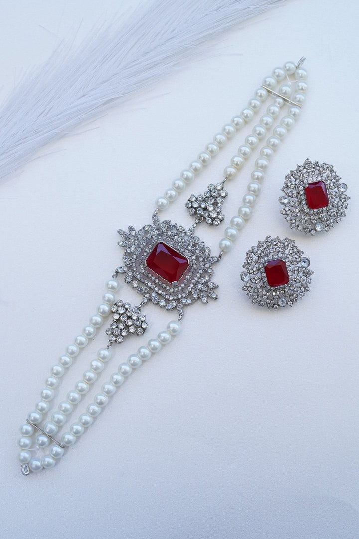 Silver Cubic Zircon Rani Guluband Set - RS ZEVARS