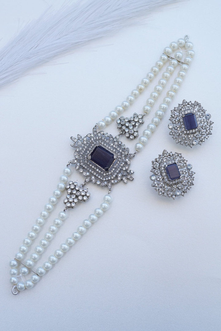 Silver Cubic Zircon Rani Guluband Set - RS ZEVARS