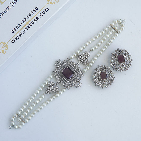 Silver Cubic Zircon Rani Guluband Set - RS ZEVARS