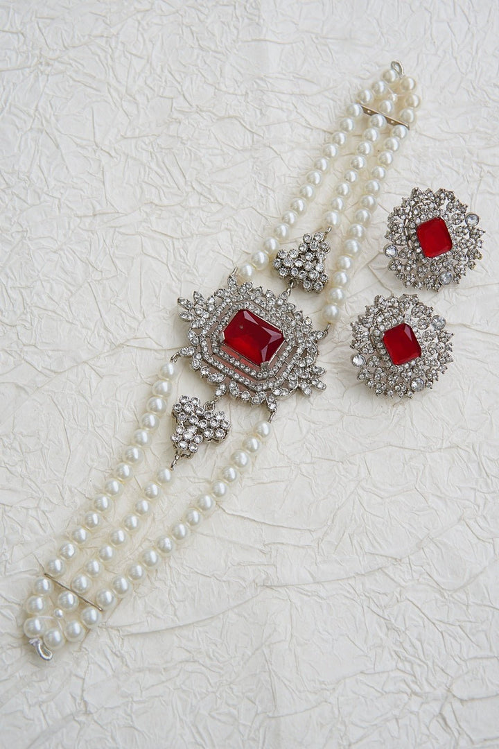 Silver Cubic Zircon Rani Guluband Set - RS ZEVARS