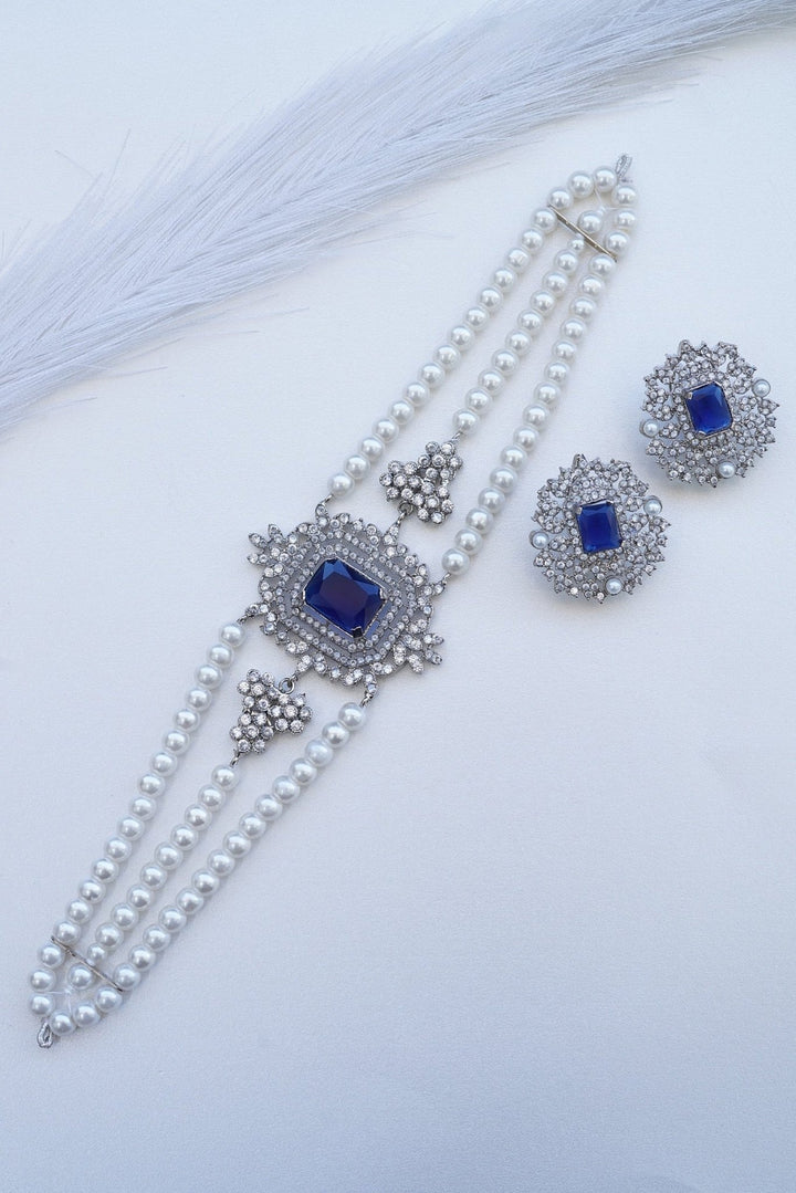 Silver Cubic Zircon Rani Guluband Set - RS ZEVARS