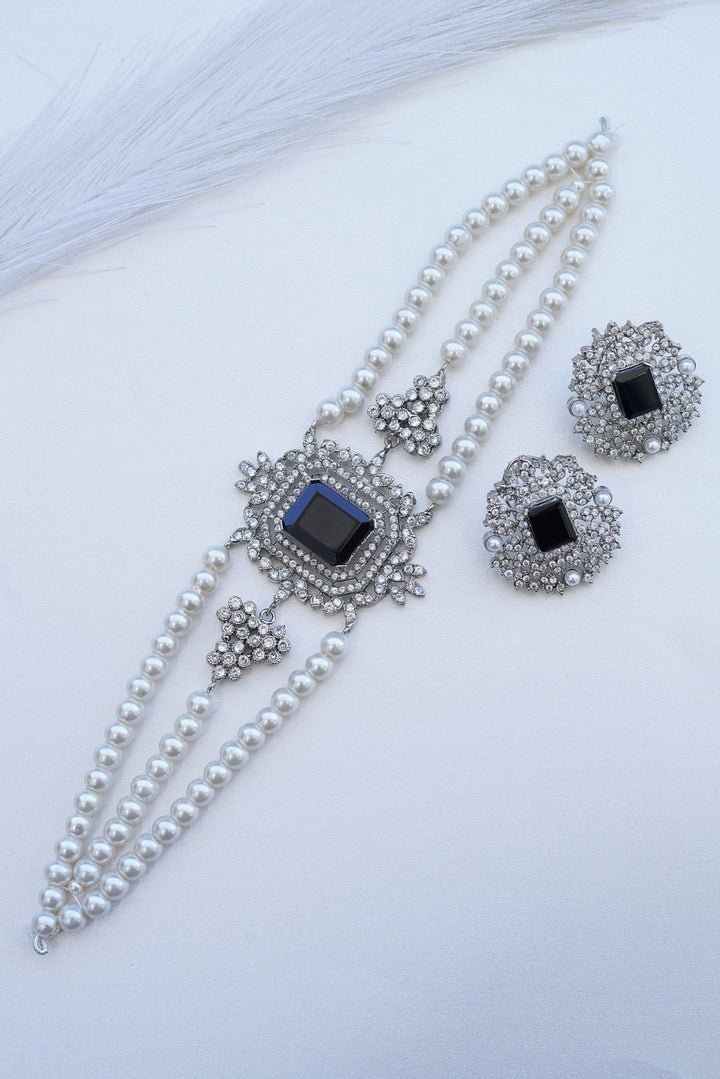 Silver Cubic Zircon Rani Guluband Set - RS ZEVARS