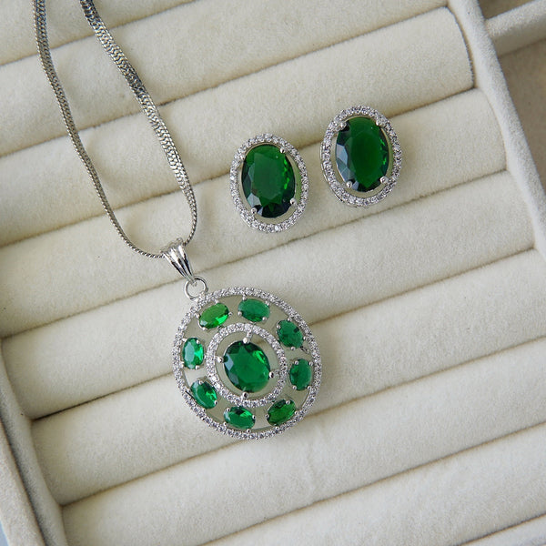 Silver Cubic Zirconia Pendant Set - RS ZEVARS