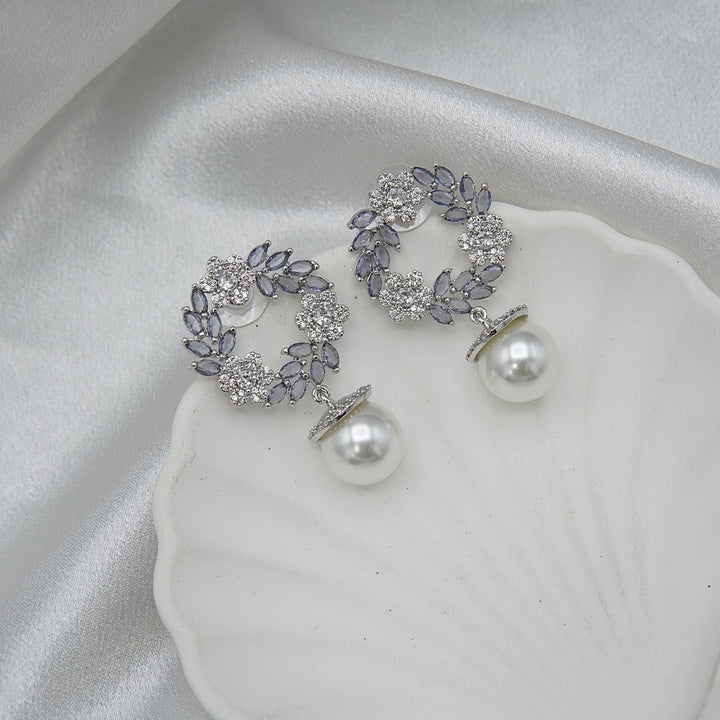 Silver Cubic Zirconia Studded Earrings - RS ZEVARS