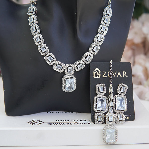Silver Semi-Gems Necklace Set - RS ZEVARS