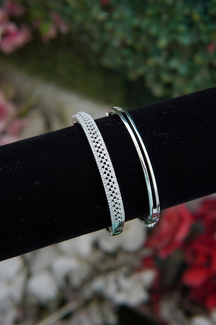 Silver Zircon Kara Openable Bracelet Single Piece - RS ZEVARS