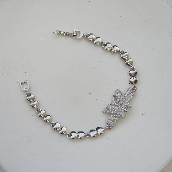 Silver Zircons Butterfly Design Bracelet - RS ZEVARS