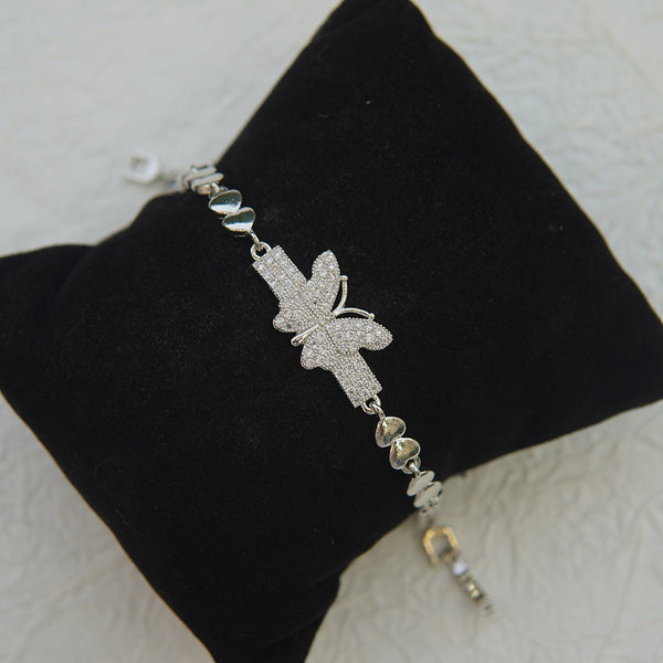 Silver Zircons Butterfly Design Bracelet - RS ZEVARS