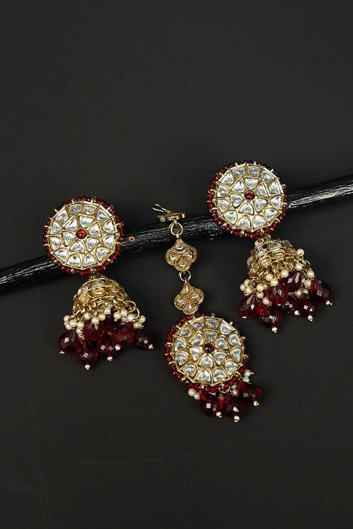 Sitara Kundan Dome Jhumka Tikka - RS ZEVARS