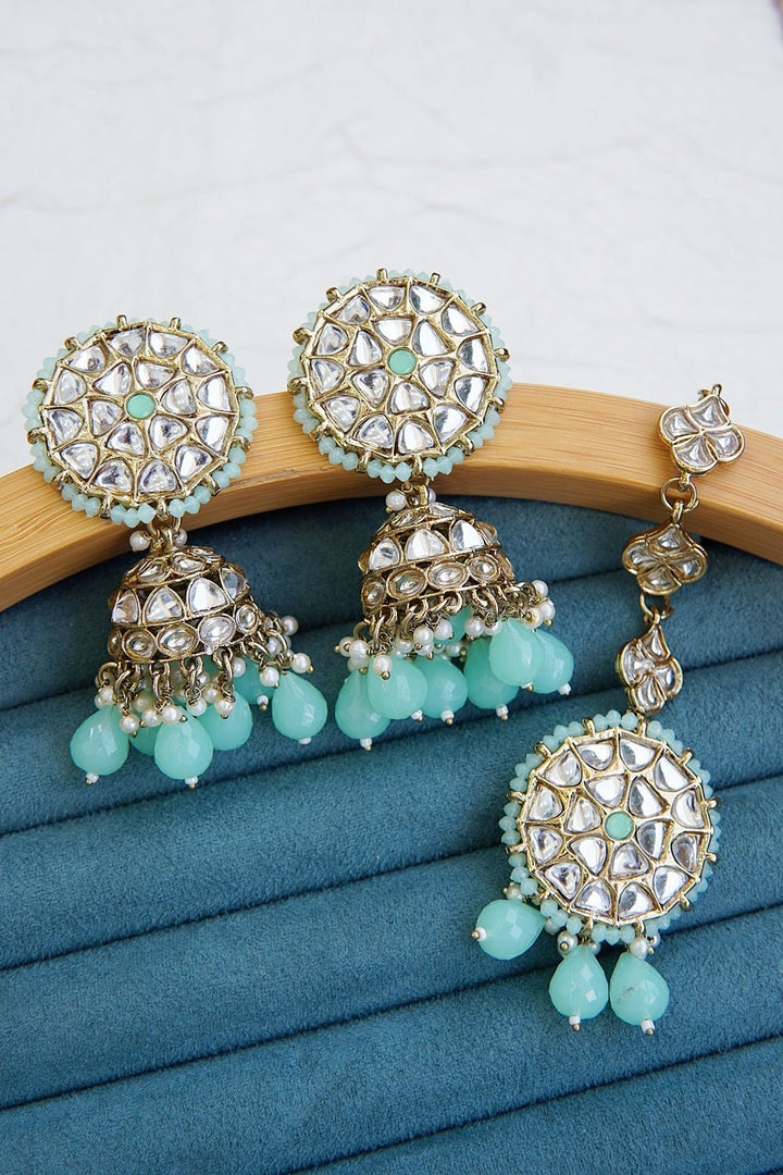 Sitara Kundan Dome Jhumka Tikka - RS ZEVARS