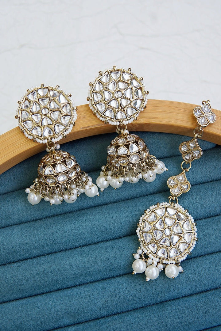 Sitara Kundan Dome Jhumka Tikka - RS ZEVARS