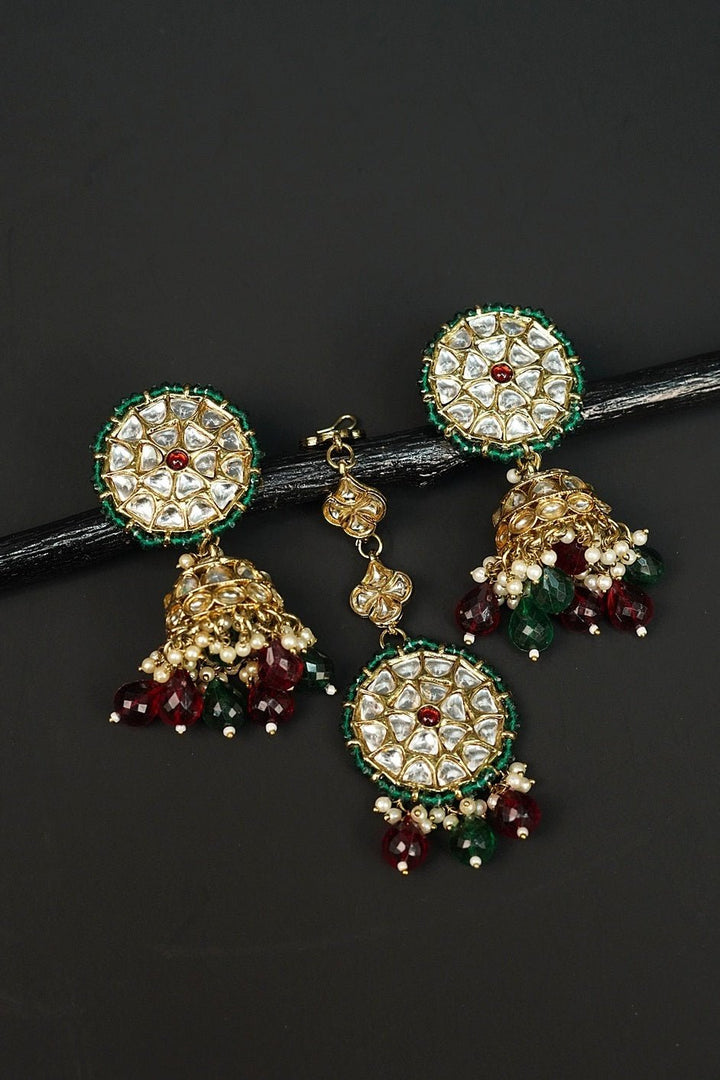 Sitara Kundan Dome Jhumka Tikka - RS ZEVARS