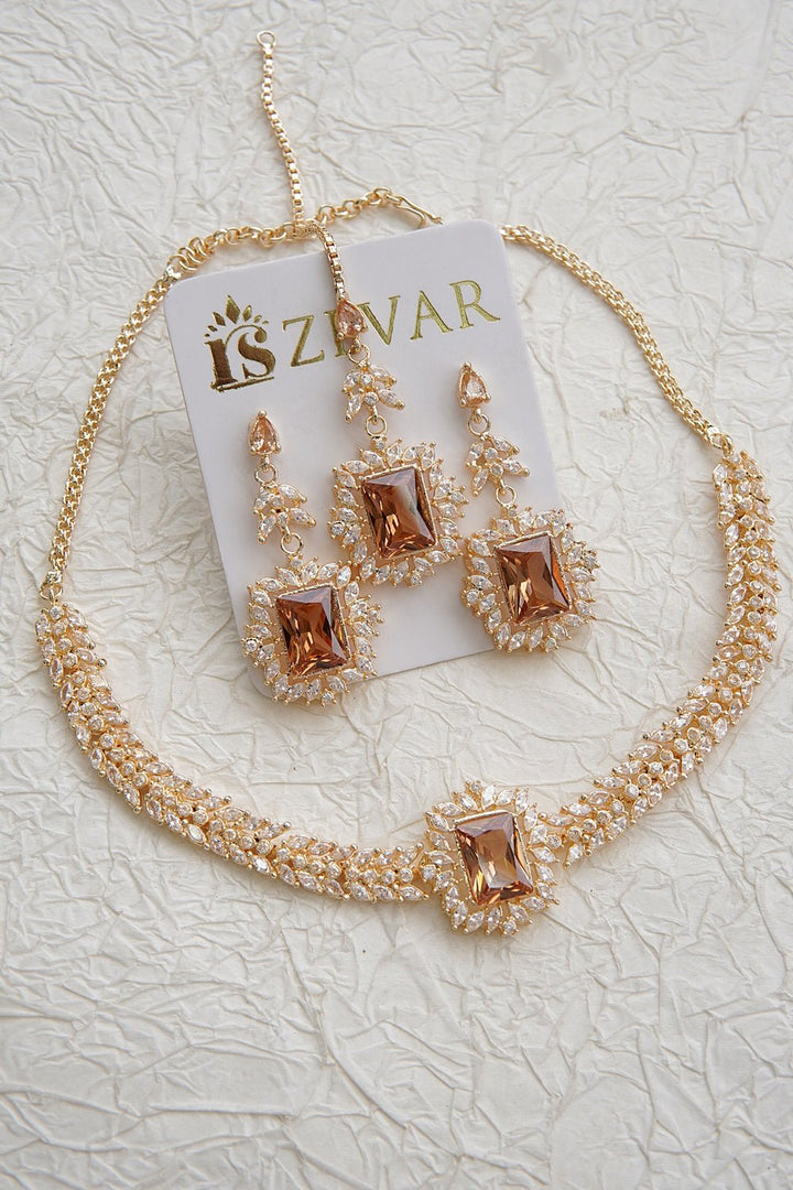 Sparkling 3D Zirconia Necklace Set - RS ZEVARS