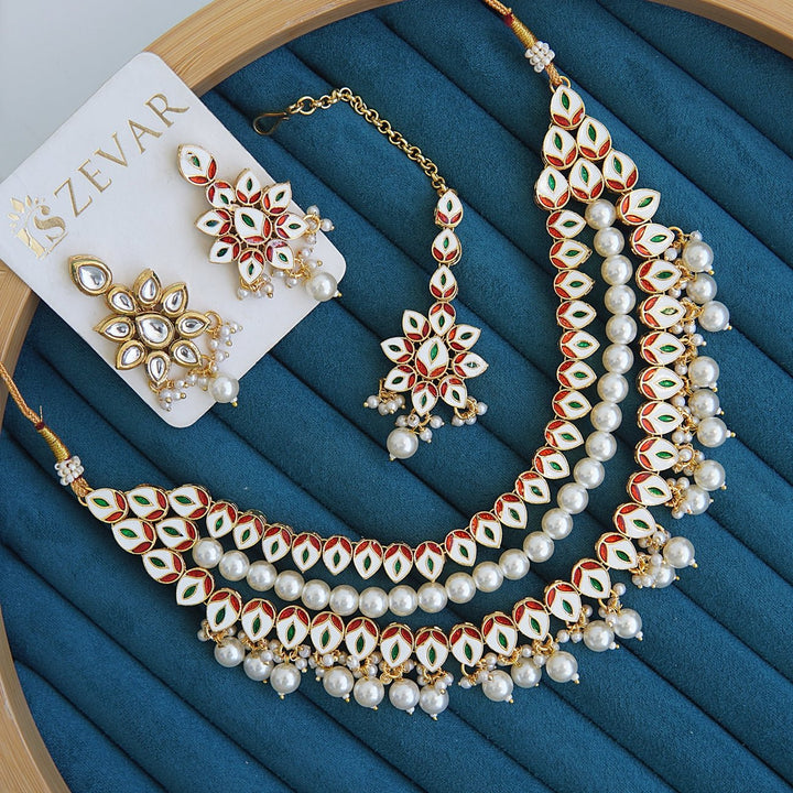 Thapa Mena Kundan Triple Necklace Set - RS ZEVARS