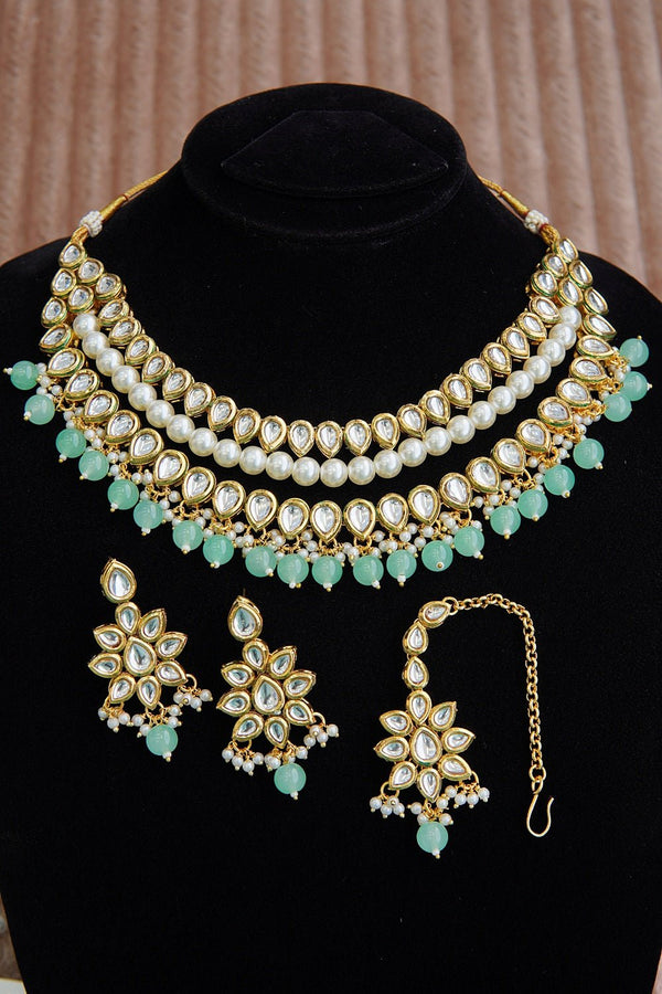 Thapa Mena Kundan Triple Necklace Set - RS ZEVARS