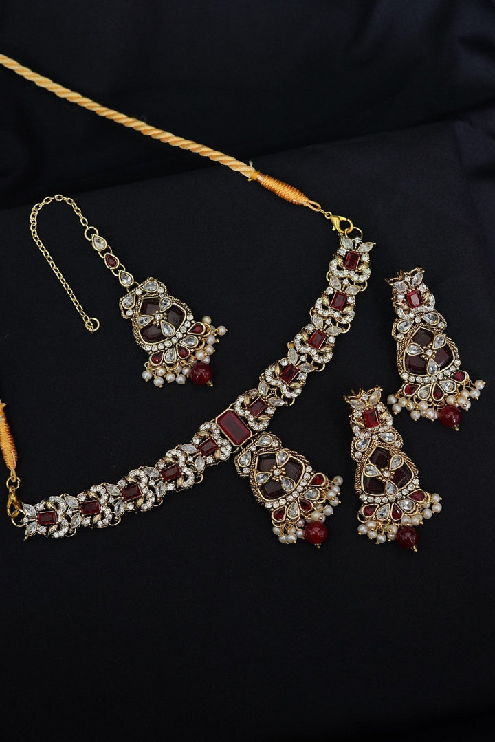 Turkish Antique Gems Necklace Set - RS ZEVARS
