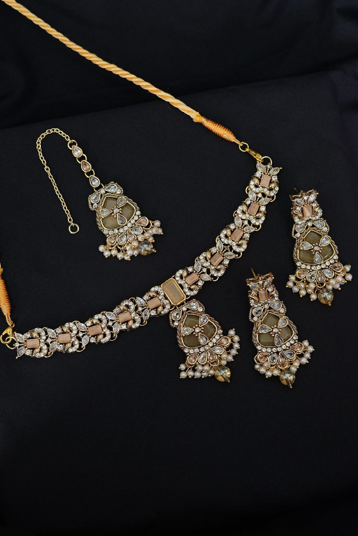 Turkish Antique Gems Necklace Set - RS ZEVARS