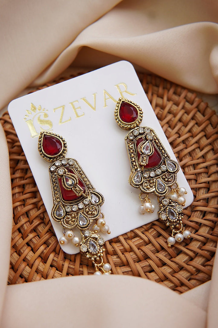 Turkish Antique Gold Earrings - RS ZEVARS