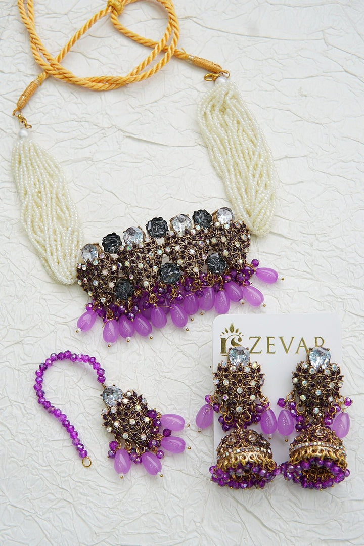 Turkish Antique Zirconia Guluband Set - RS ZEVARS