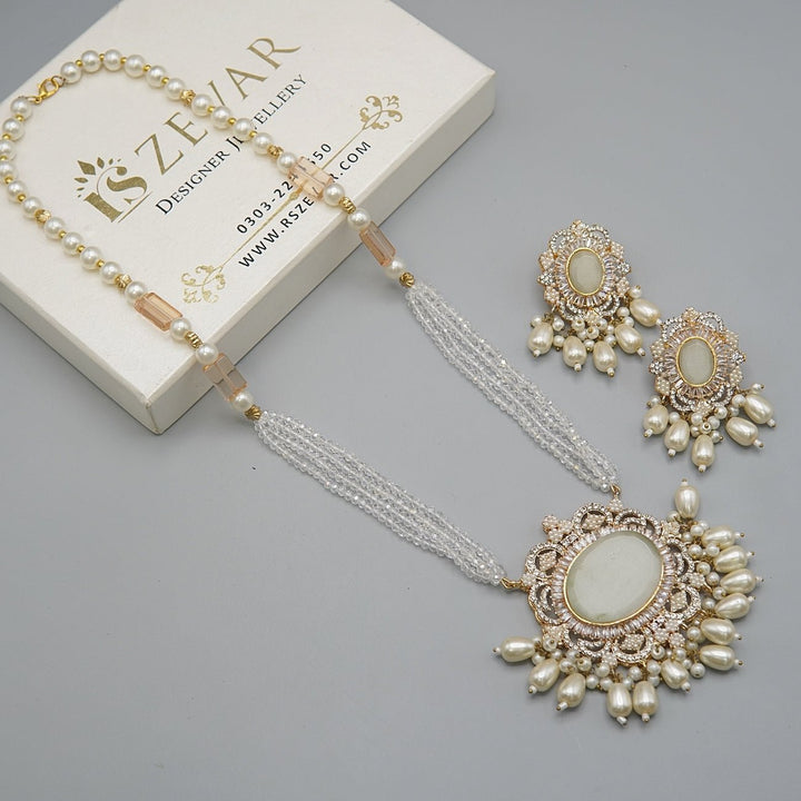 Turkish Big Stone Long Rani Haar Set - RS ZEVARS