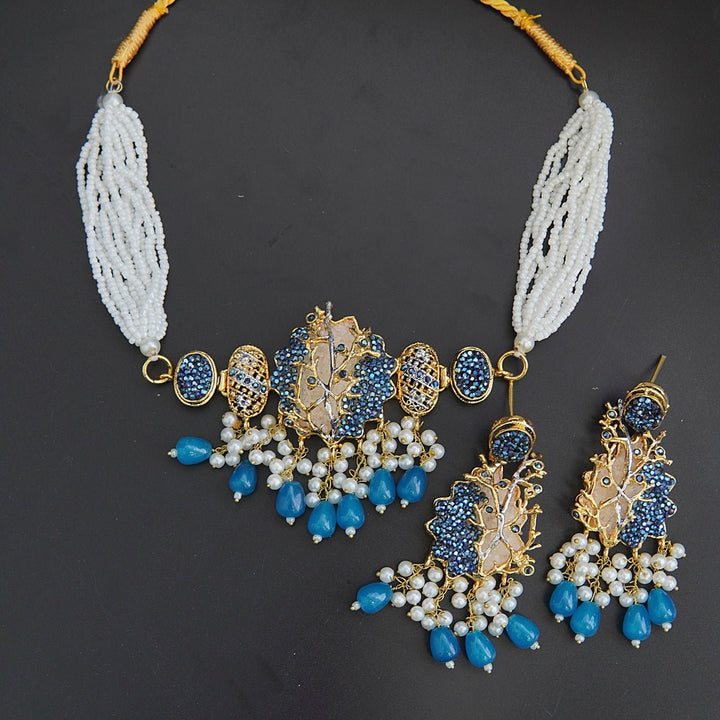 Turkish & Crush Stone Designer Choker Set - RS ZEVARS