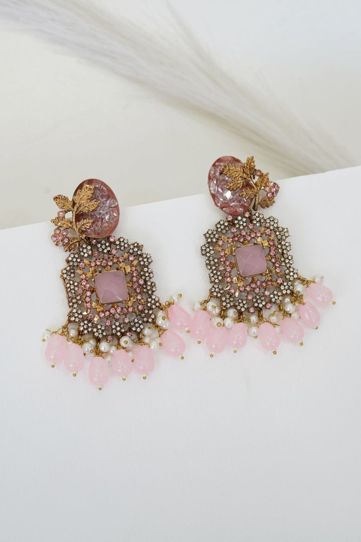 Turkish Designer Pearl & Zircon Latkan Earrings - RS ZEVARS