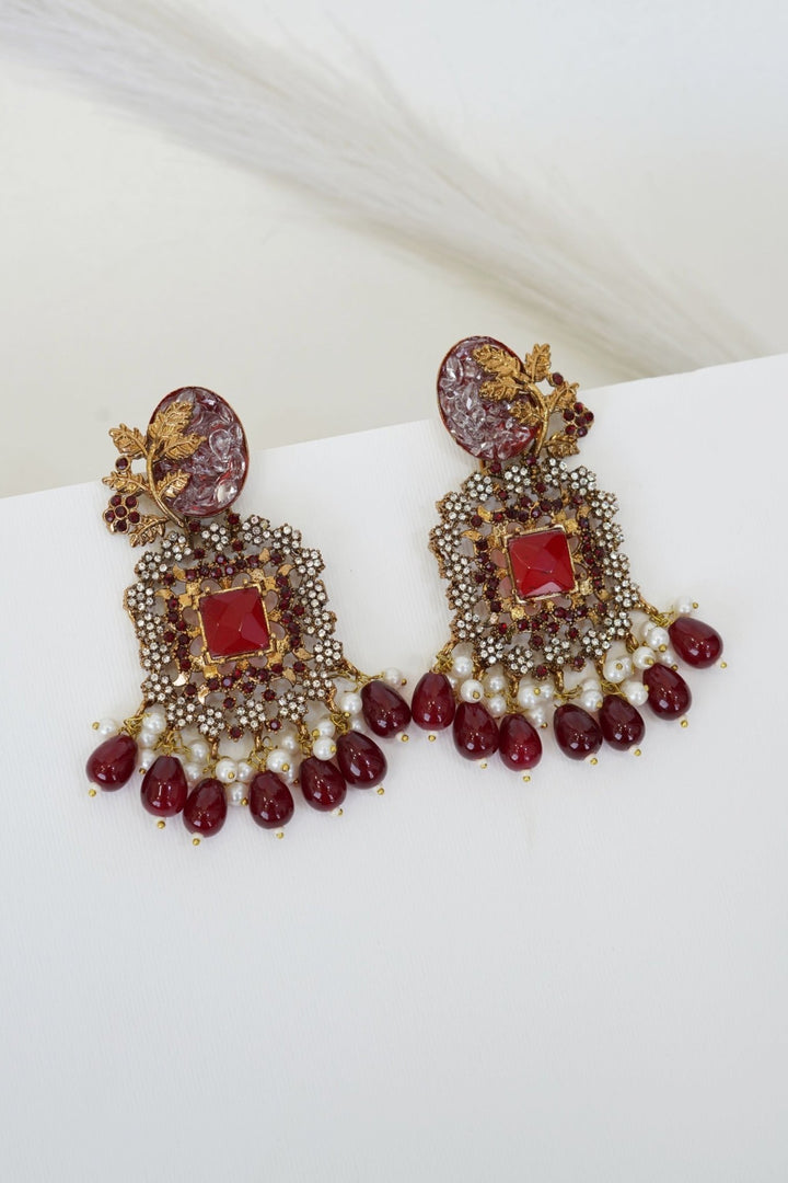 Turkish Designer Pearl & Zircon Latkan Earrings - RS ZEVARS