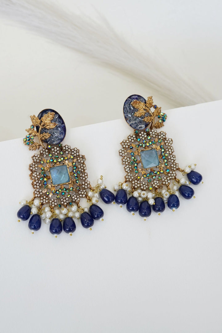 Turkish Designer Pearl & Zircon Latkan Earrings - RS ZEVARS