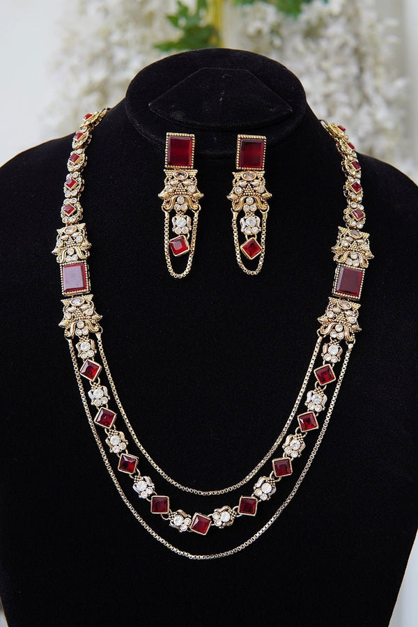 Turkish Double Chain Stones Mala Set - RS ZEVARS