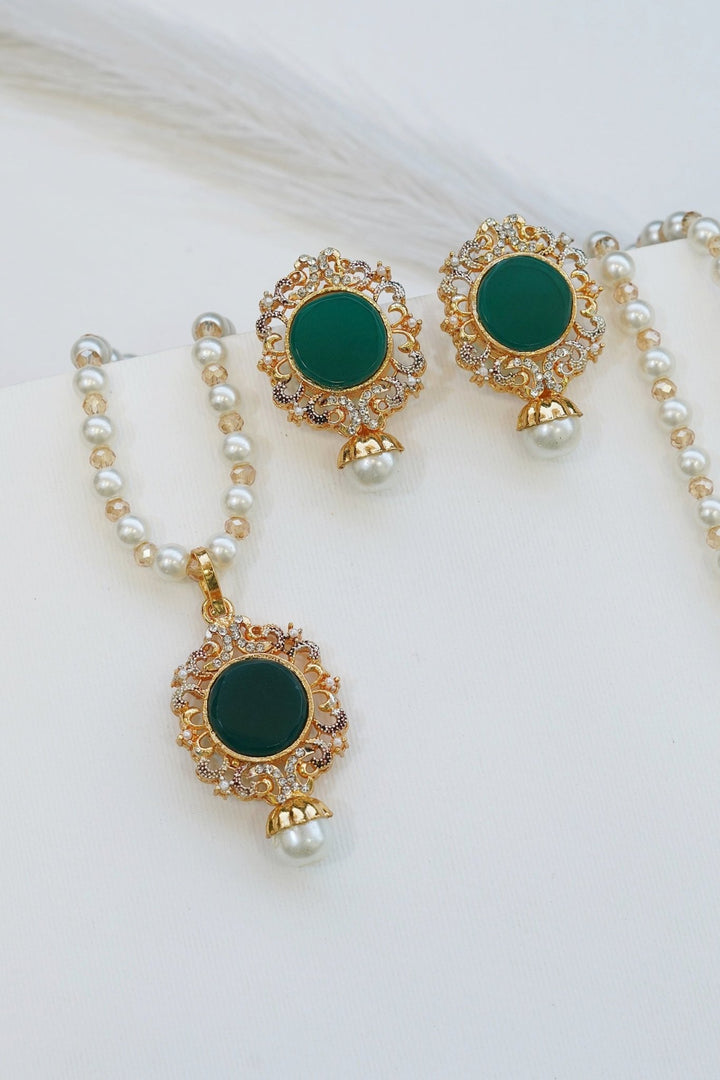 Turkish Gemstone Pendant Locket Set - RS ZEVARS