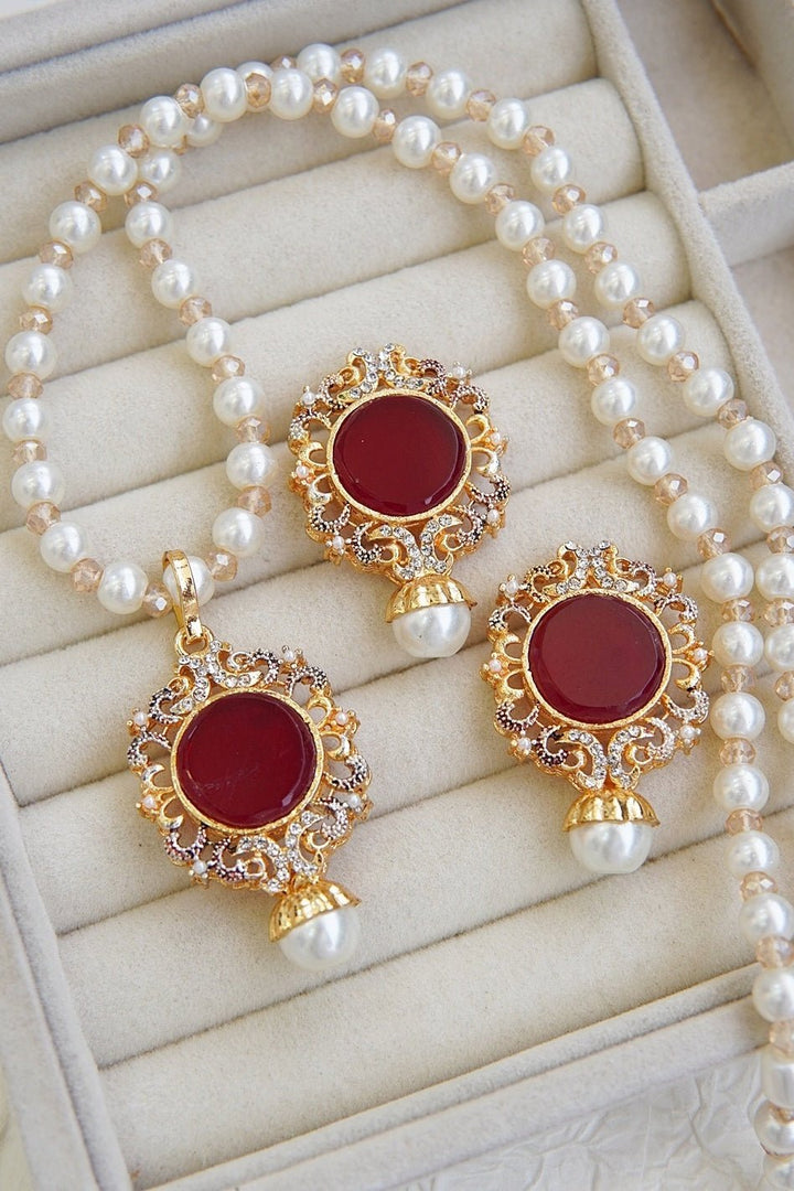 Turkish Gemstone Pendant Locket Set - RS ZEVARS