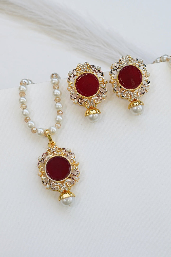 Turkish Gemstone Pendant Locket Set - RS ZEVARS