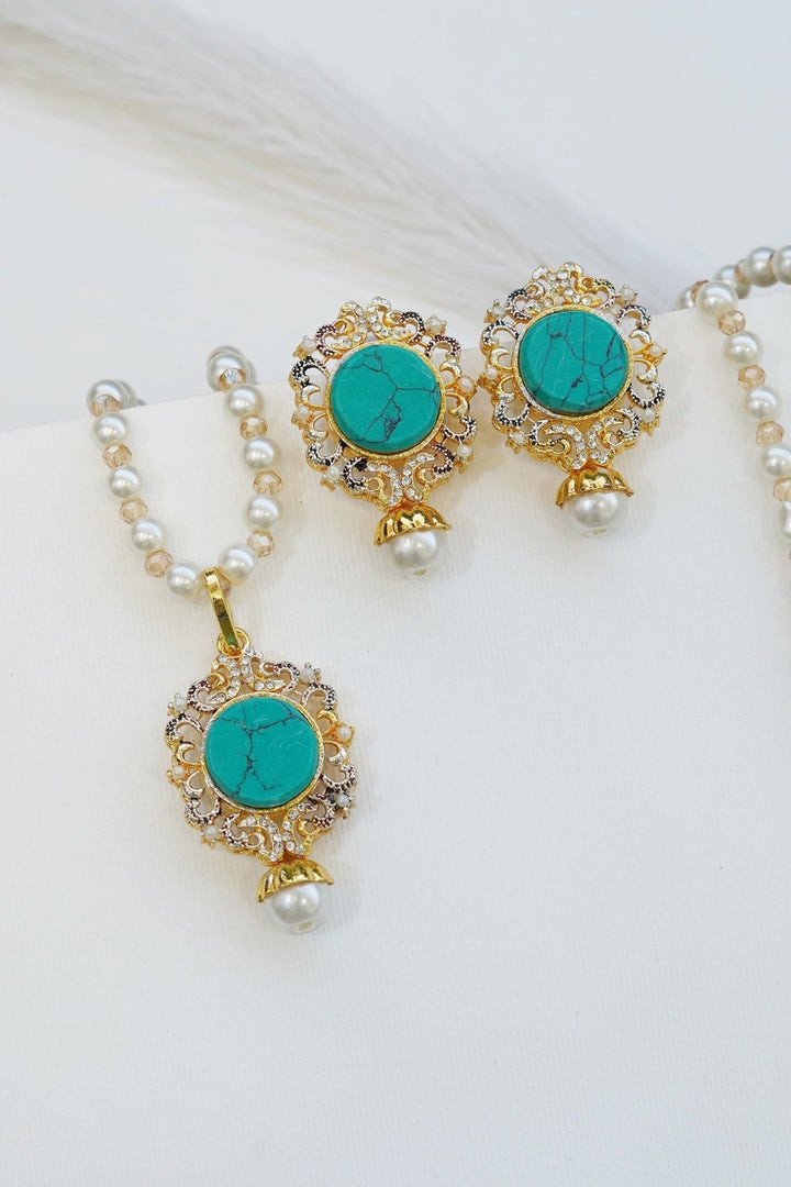 Turkish Gemstone Pendant Locket Set - RS ZEVARS