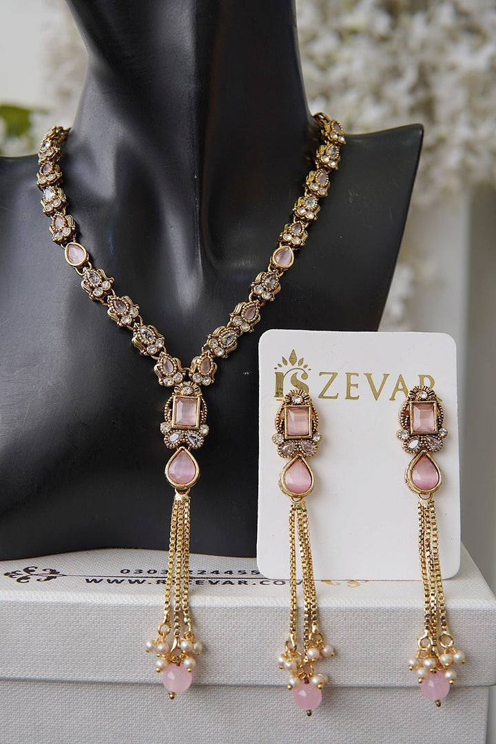 Turkish Gemstones Latkan Necklace Set - RS ZEVARS
