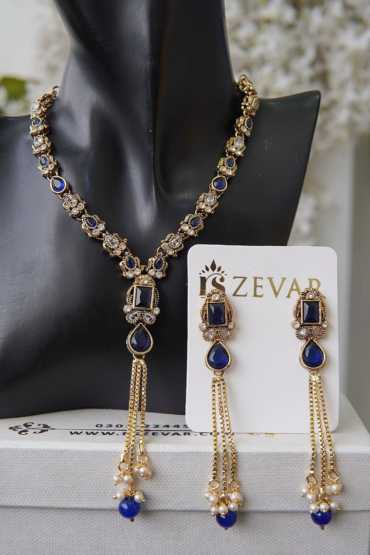 Turkish Gemstones Latkan Necklace Set - RS ZEVARS