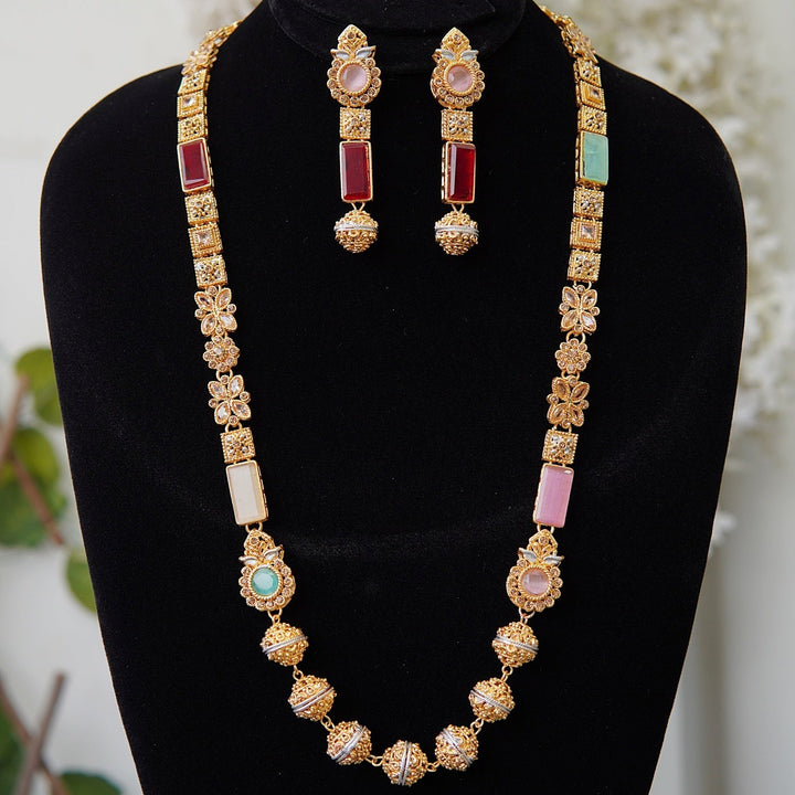 Turkish Gemstones Raj Mala Set - RS ZEVARS