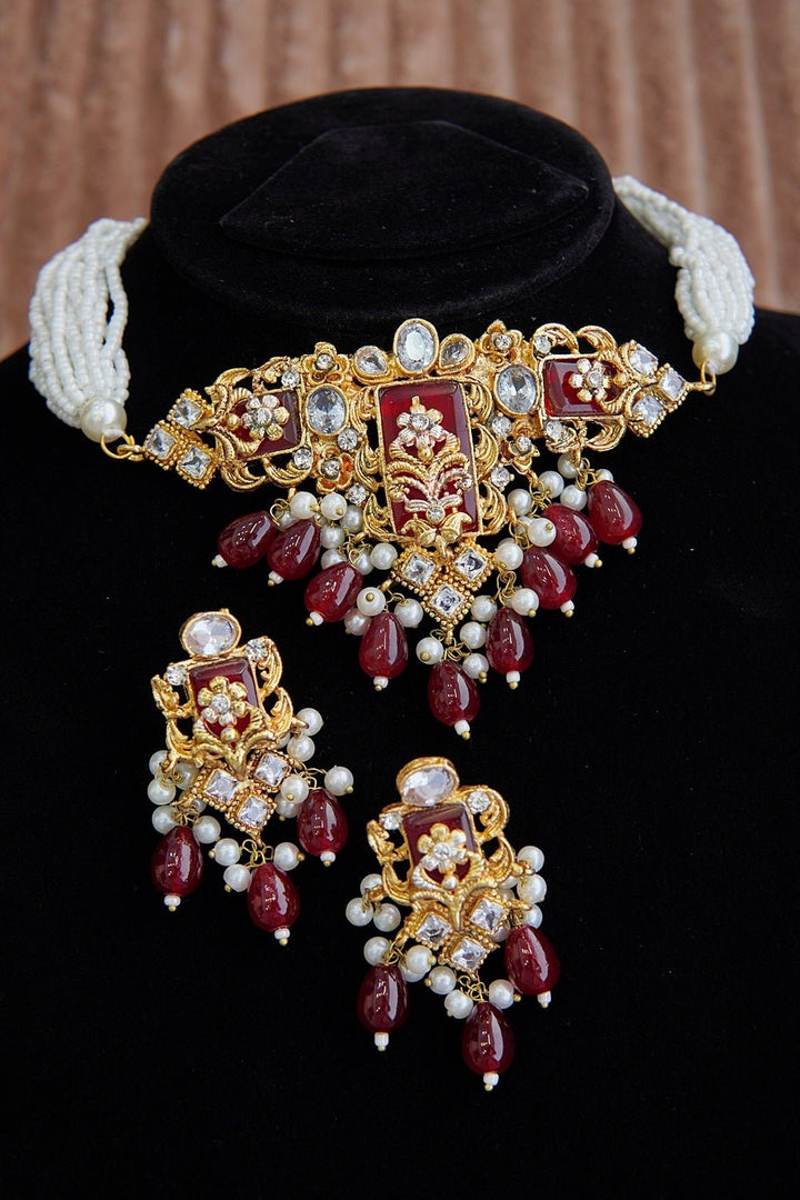 Turkish Half Pearl Guluband Set - RS ZEVARS