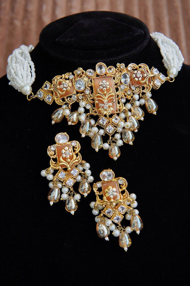 Turkish Half Pearl Guluband Set - RS ZEVARS