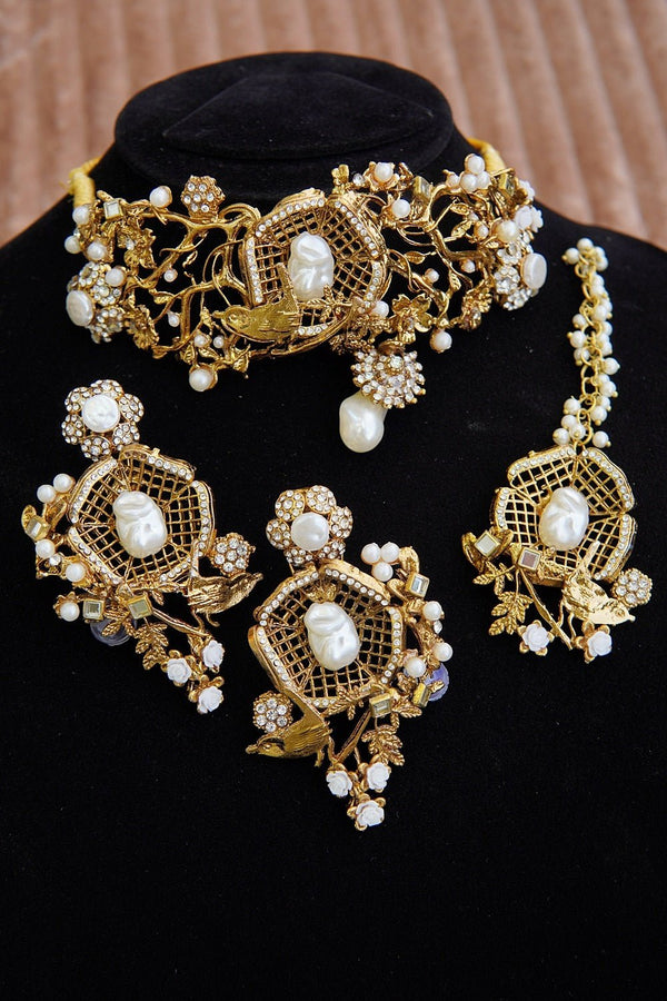 Turkish Mother Pearl Ornate Birdcage Bridal - RS ZEVARS