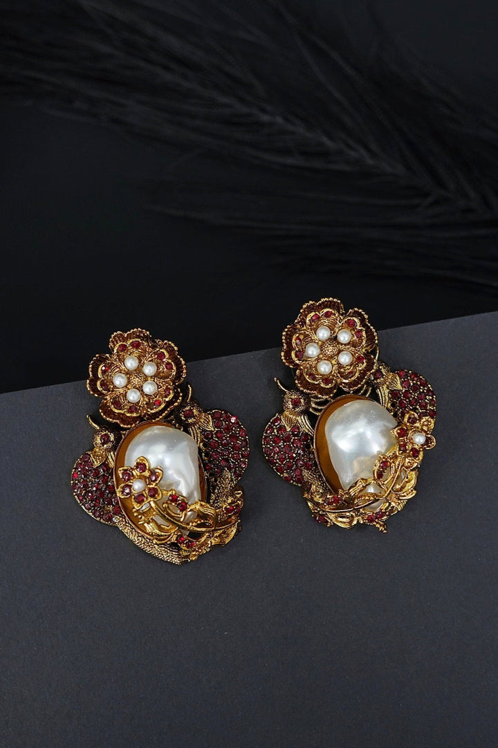 Turkish Vintage Pearl Filigree Earrings - RS ZEVARS